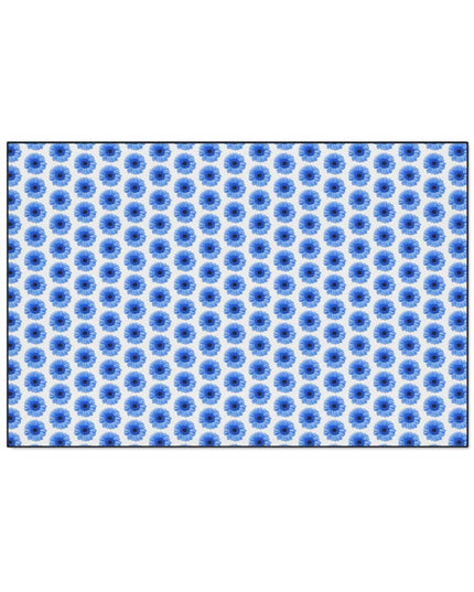 Chic Blue Daisy Deluxe Area Rug with Elegant Black Accents and Anti-Slip Base