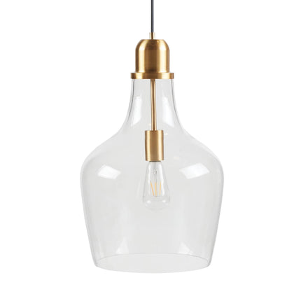 Room & Decor Bell Shaped Glass Pendant Light - Gold Finish, 13" Diamet