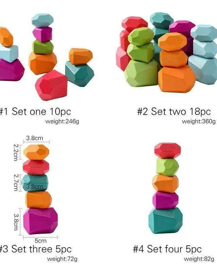 Colorful Wooden Building Blocks Kit for Creative Learning and Logical Development