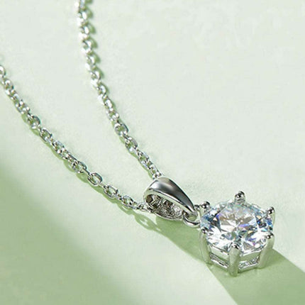 Stunning 1 Carat Lab-Created Diamond Silver Necklace: A Touch of Timeless Luxury