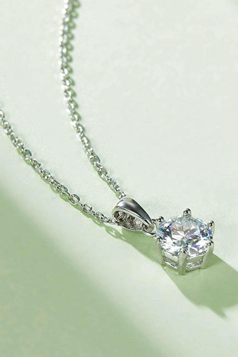 Luxurious 1 Carat Lab-Diamond Sterling Silver Necklace with Platinum Finish and Certified Elegance