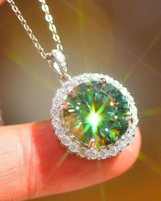 Luxurious Platinum-Plated Moissanite Necklace Set with Diamond and Zircon Accents