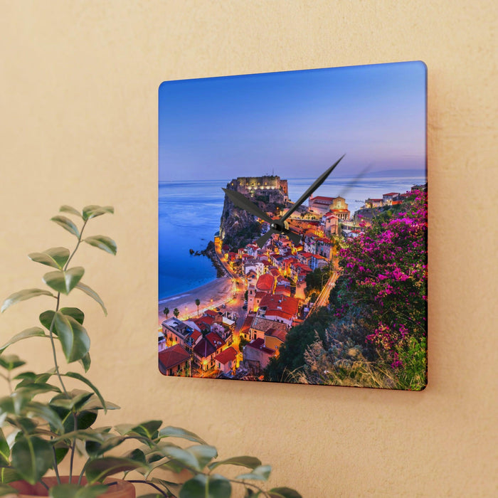 Vibrant Mediterranean Acrylic Wall Clocks - Stylish Prints, Effortless Hanging & Cleaning Options