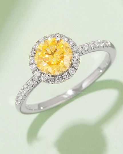 Radiant Pink Diamond Halo Ring - Sterling Silver Elegance