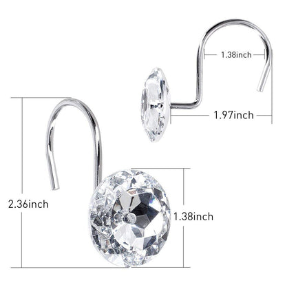 Rhinestone Shower Curtain Hooks – Acrylic, Set of 12