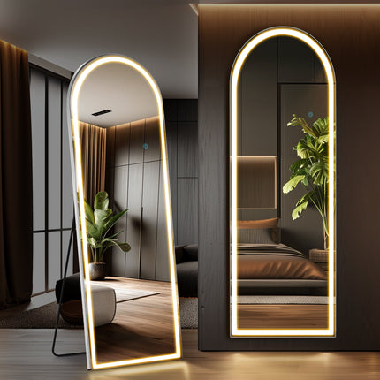 Room & Decor 63" LED Lighted Floor Mirror - 3 Color Options, Stand Inc