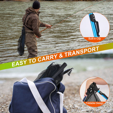 1Pc Foldable Fishing Net With Aluminum Alloy Rod EVA Handle Durable 5M