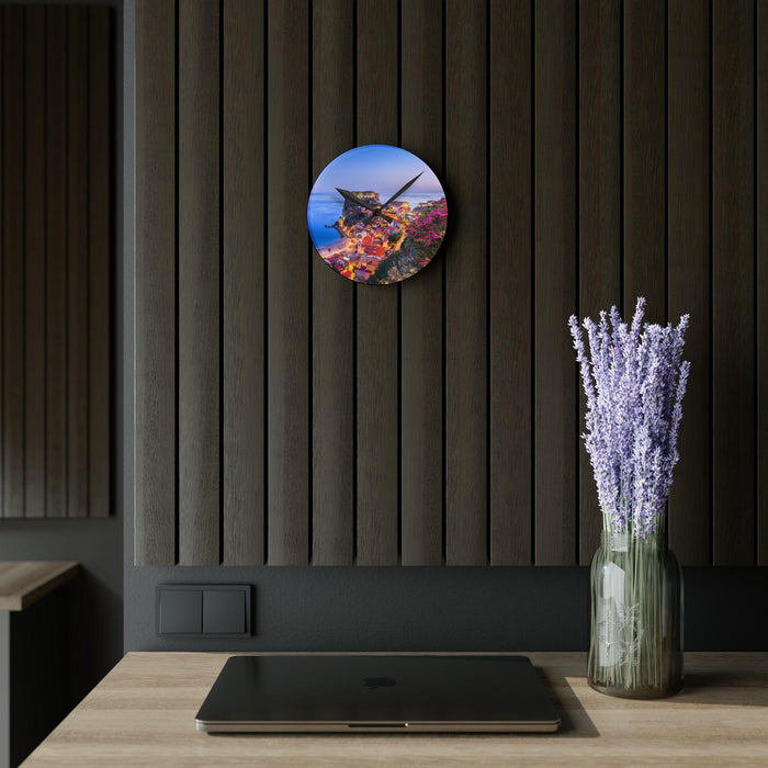 Scilla Mediterranean Wall Clocks - Round and Square Shapes, Multiple Sizes | Vibrant Prints, Keyhole Hanging Slot