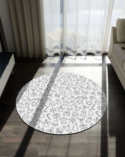 Cozy Snowman Chenille Round Rug for Winter Decor - 5ft