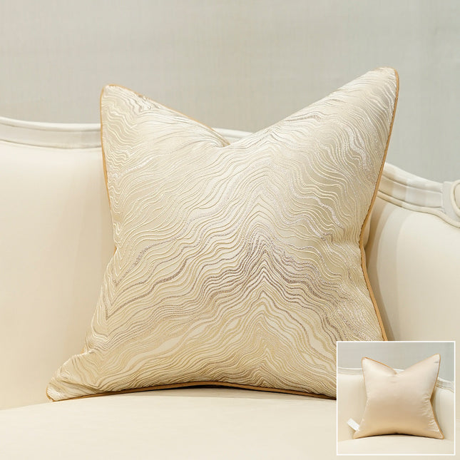 Ripple-Pattern Cushion Cover with Gold-Tone Edging