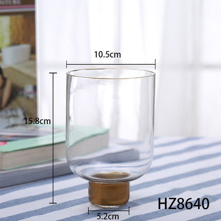 Elegant Hanging Transparent Glass Candle Holder With Copper Ring