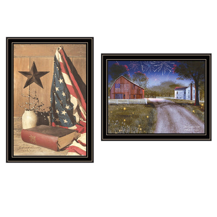 Billy Jacobs 2-Piece Star Spangled Night Wall Art Set, Black Framed