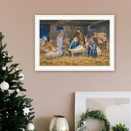 Bonnie Mohr Nativity Wall Art - Framed Print for Home Decor, Multicolo