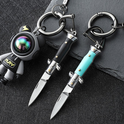 Compact Folding Knife with 440 Stainless Steel Blade and ABS Handle Keychain