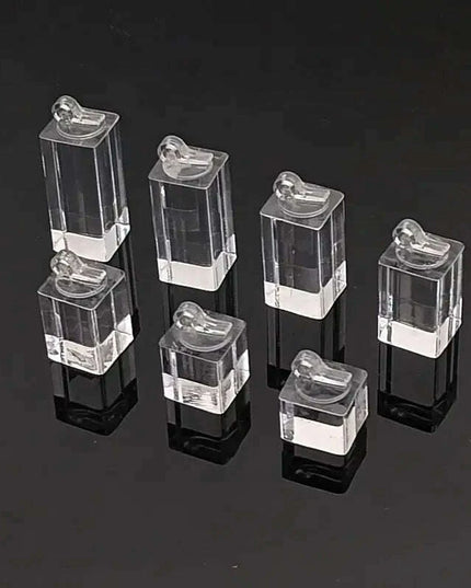 7-Piece Acrylic Ring Display Stand Set with Varying Heights for Jewelry Showcase and Photography