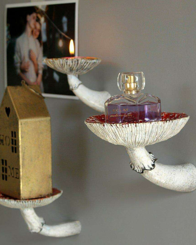 Whimsical Cloud Mushroom Hanging Shelf - Charming Resin Decor Accent