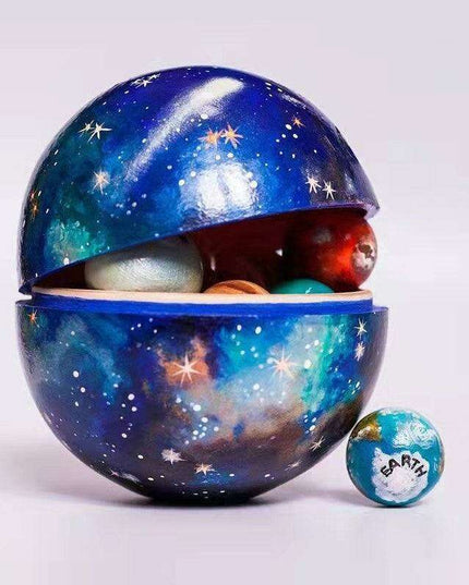 Celestial Harmony Artisan Wooden Solar System Model