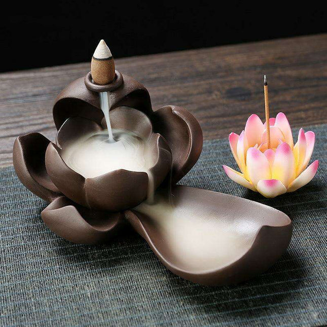 Serene Oasis Purple Sand Backflow Incense Fountain Set