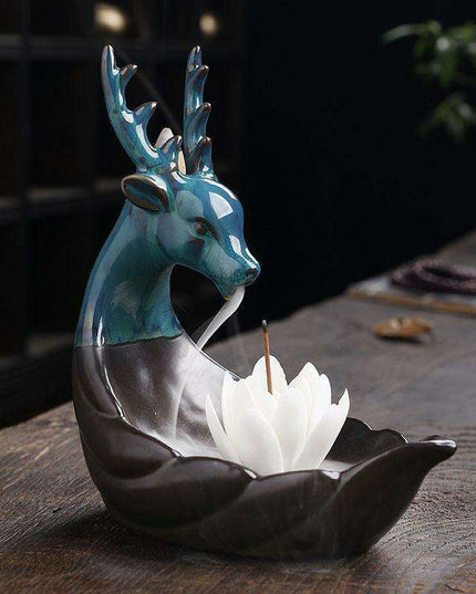 Ceramic Deer Backflow Incense Burner - Nordic Serenity Home Accent