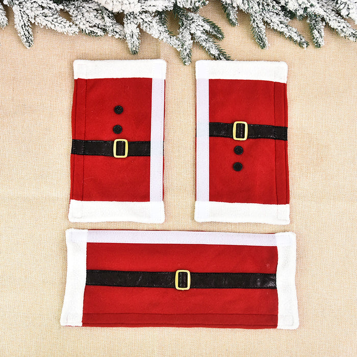 Luxurious Christmas Red Flannelette Refrigerator Handle Covers