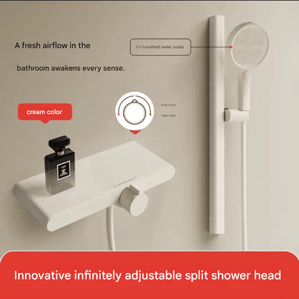 AliKopy Vintage White Shower Set, Adjustable Riser Rail, Dual Function