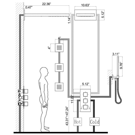 Hidden Luxury Shower System with Built-in Valve, Rainfall Show
