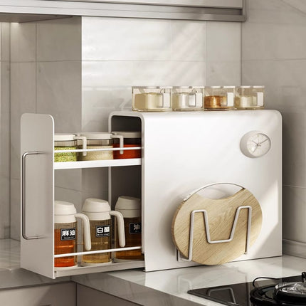 Dustproof Arc Shaped Multi Layer Floor Standing Spice Rack Carbon Steel