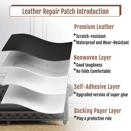Jumbo XL Luxe Litchi Leather Repair Stickers - Stylish Solutions for Elegant Furniture Fixes