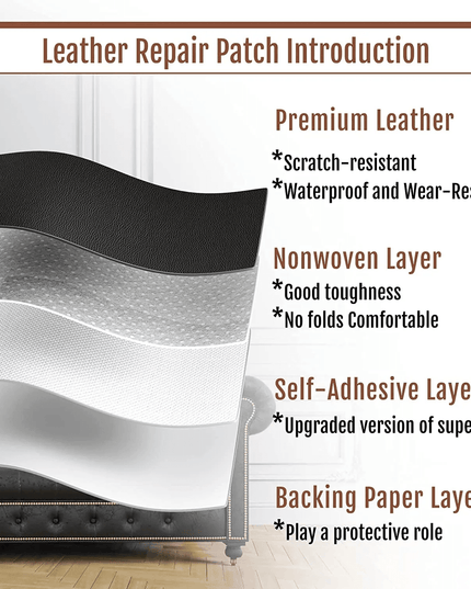 Jumbo XL Luxe Litchi Leather Repair Stickers - Stylish Solutions for Elegant Furniture Fixes