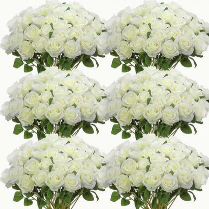 Peekaboo Studio Artificial White Raw Silk Rose - Realistic & Durable