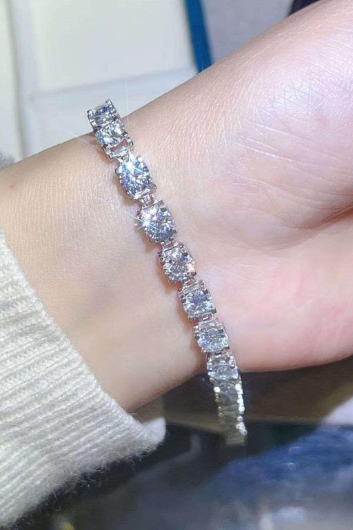 Platinum-Plated 10 Carat Moissanite and Lab-Diamond Bracelet - Exquisite Elegance