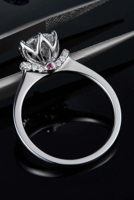 Exquisite Moissanite-Certified Lab Diamond Ring Set in Platinum-Plated Sterling Silver