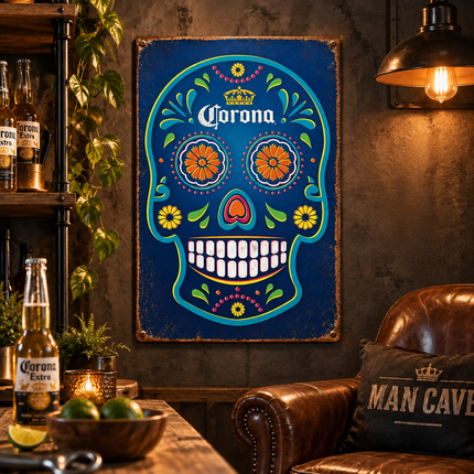 Vintage Beer Emblem Metal Wall Art — Retro Home Bar, Garage & Man Cave Sign
