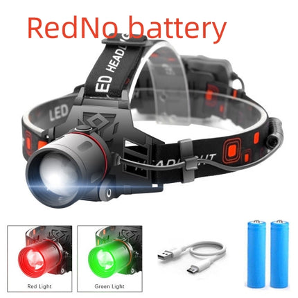 T6 XML LED Headlamp Zoomable 800lm Rechargeable Red Green White