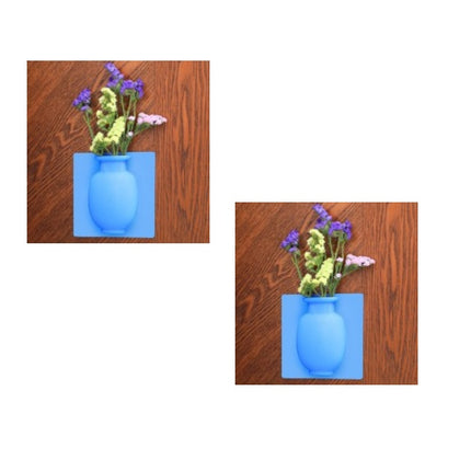 Silicone Wall Hanging Vase Set White Pink Blue 150mm Square