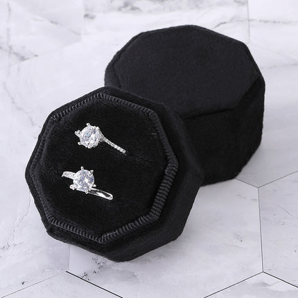 Octagon Ring Box Flannel Cloth Cloth Italian Velvet Pair Ring Jewelry