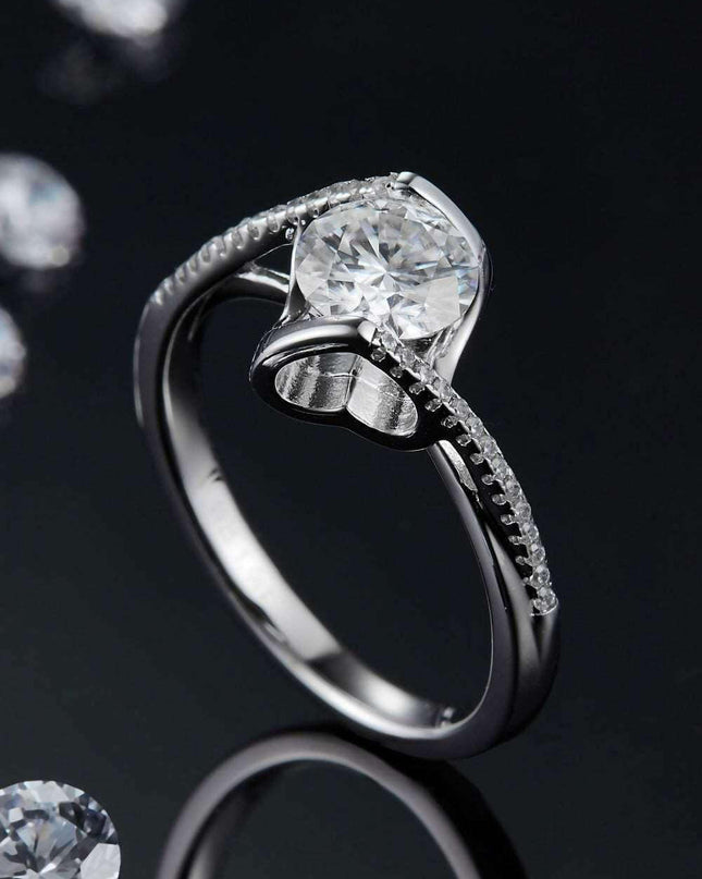 Twisted Radiance: 1 Carat Lab Grown Diamond Silver Ring