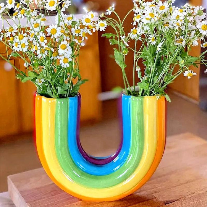 Vibrant Rainbow Vase - Burst of Color for Your Home