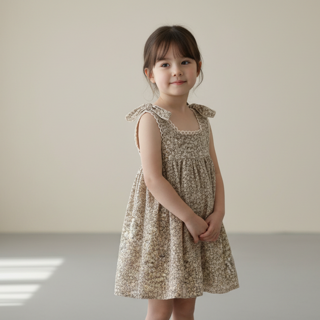 Girls' Three-dimensional Lace Vintage Floral Vest Dress
