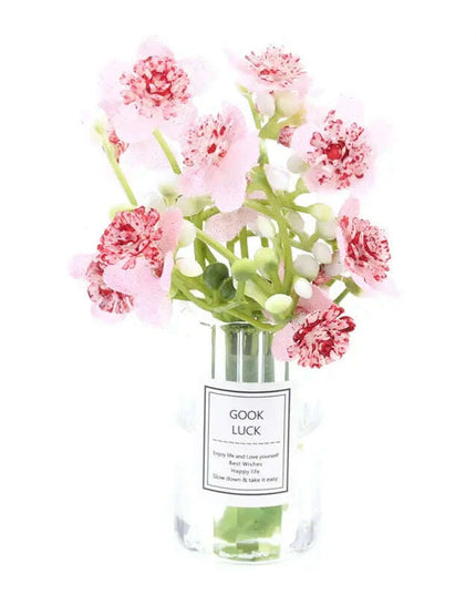 Hanging Mini Glass Vase Wind Chimes with Mini Flower Decor for Home and Dollhouse