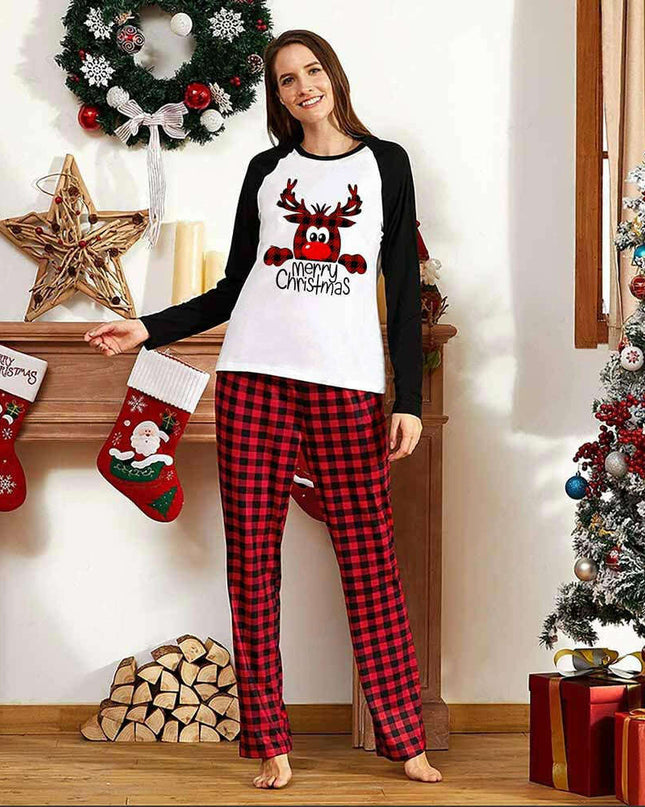 Family Christmas Pajamas Matching Sets Christmas Sleepwear Parent-Child Pjs Outfit For Christmas Holiday Xmas Party