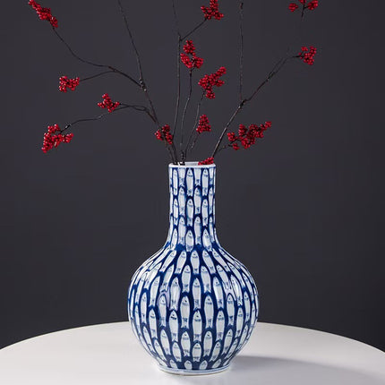 Jingdezhen Ceramic Vase Qin Hua Fish Vase In Zen Style