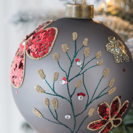 Room & Decor Set of 6 D3.9" Glass Christmas Ball Ornaments, Decorative