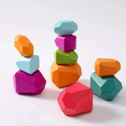 Colorful Wooden Building Blocks Kit for Creative Learning and Logical Development