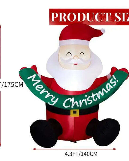 5.8FT Lighted Christmas Inflatable Decoration, Inflatable Santa Claus Holding Banner, Funny Blow Up Yard Decorations With Built-in LED Lights For Holiday Party Front Yard Lawn Garden Decor
