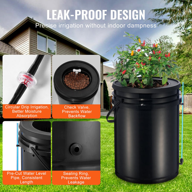 VEVOR Deep Water Culture Hydroponics System with 4 Buckets & Top Drip