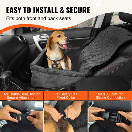 Peekaboo Studio Dog Booster Car Seat - Safety Harness & Adjustable Str
