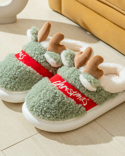 Cozy Elk Design Christmas Slip-On Slippers for Winter Home Comfort