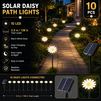 Solar LED Garden Path String Lights — Waterproof Outdoor Fairy Lights