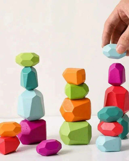 Colorful Wooden Building Blocks Kit for Creative Learning and Logical Development